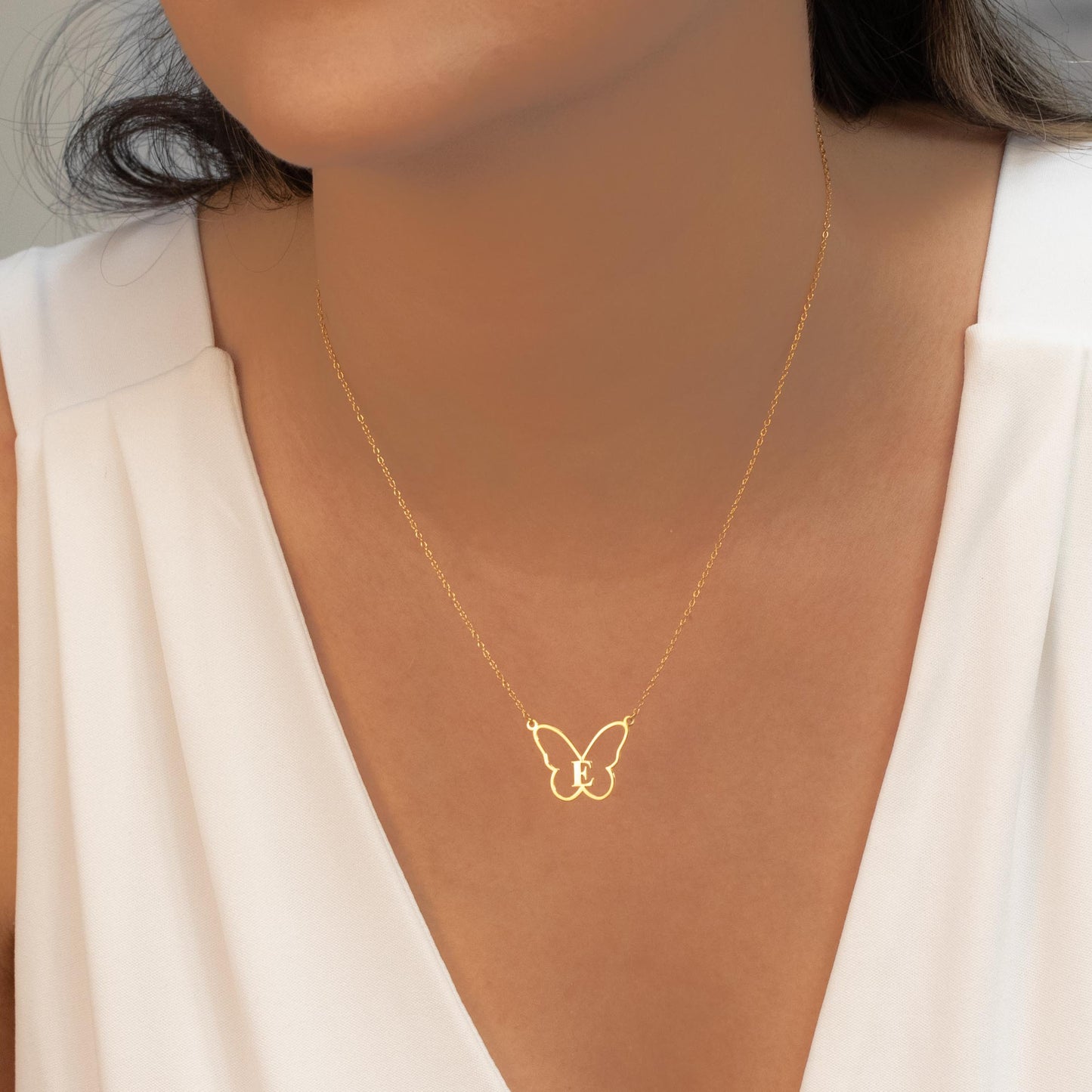 Butterfly Necklace with Initial