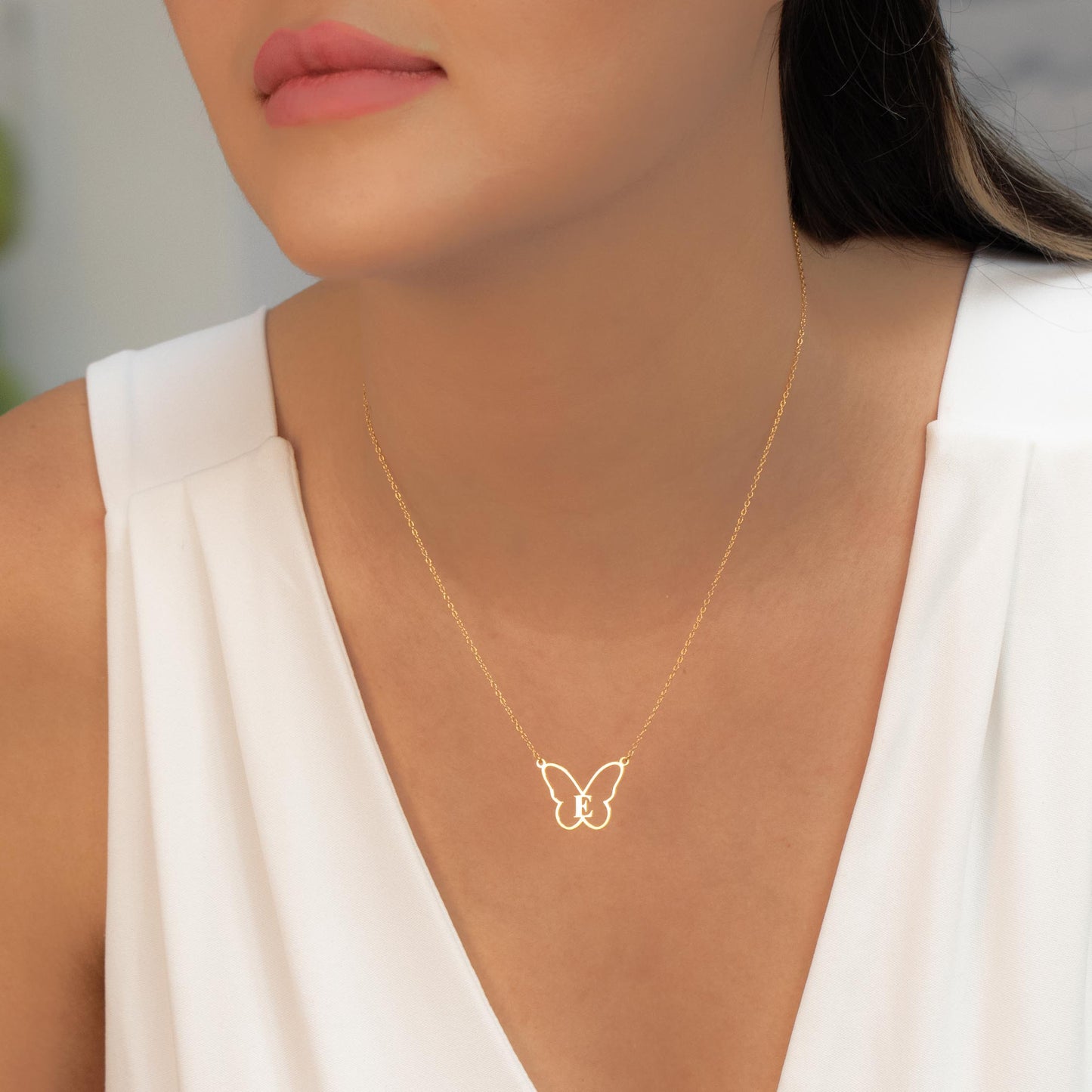 Butterfly Necklace with Initial