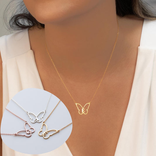 Butterfly Necklace with Initial