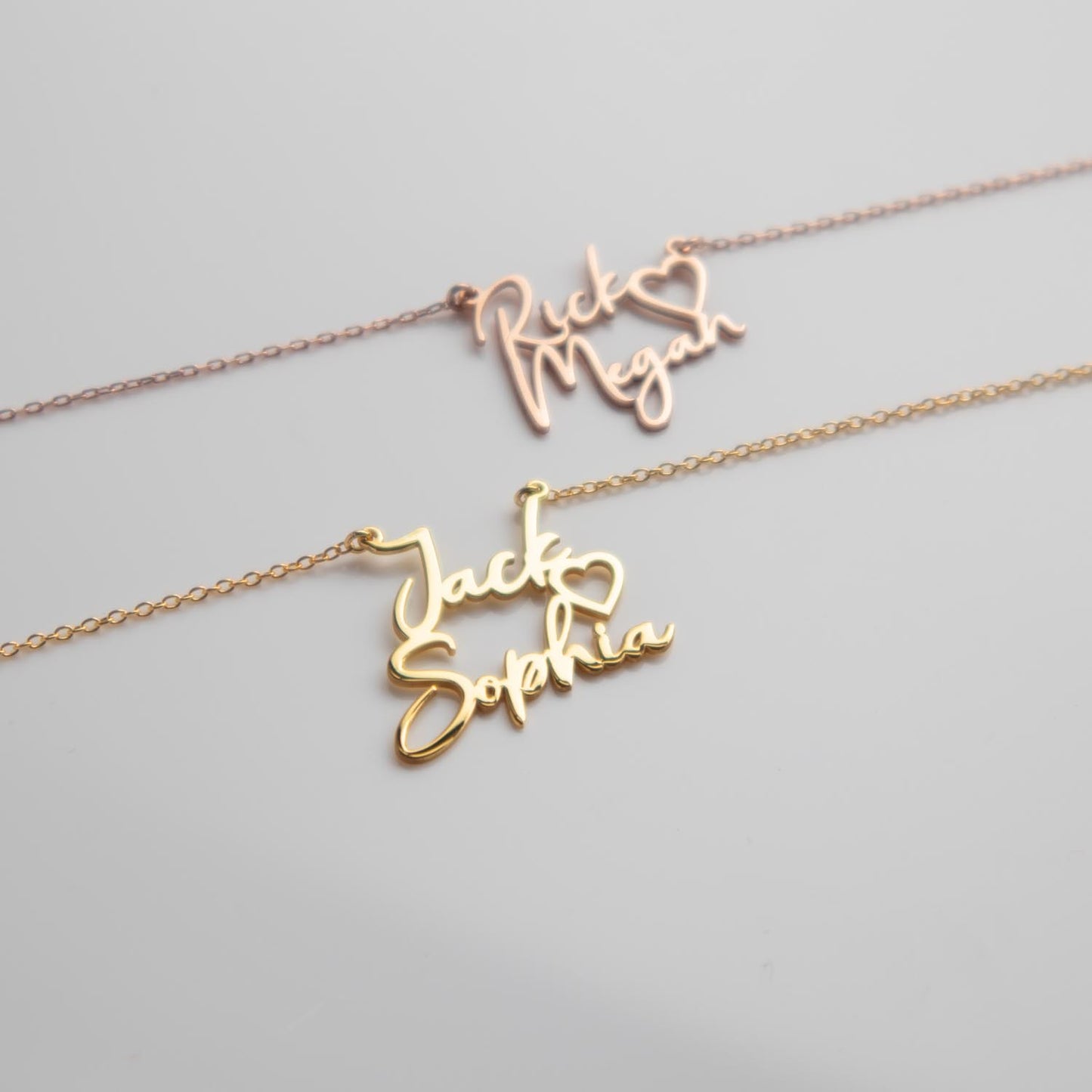 2 Name Necklace with Heart