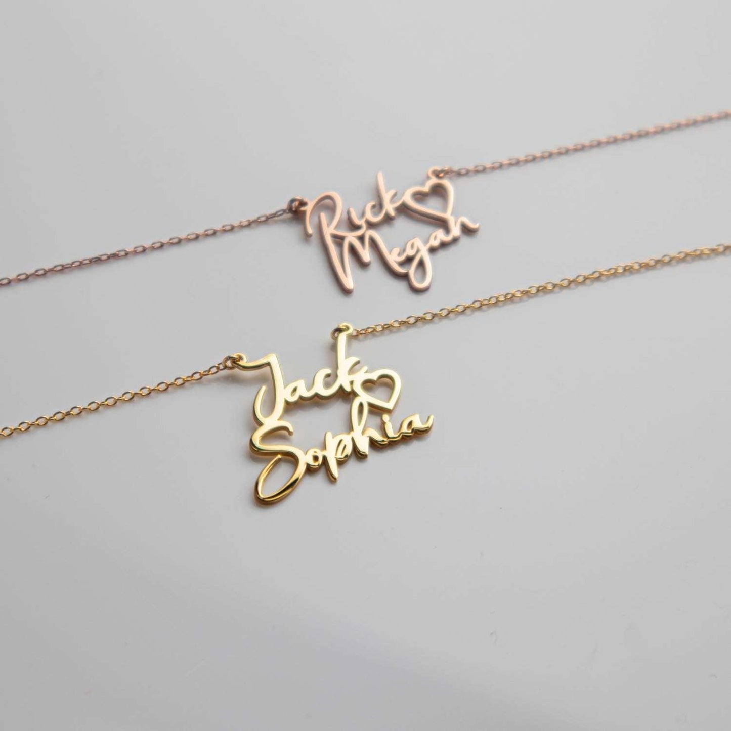 2 Name Necklace with Heart