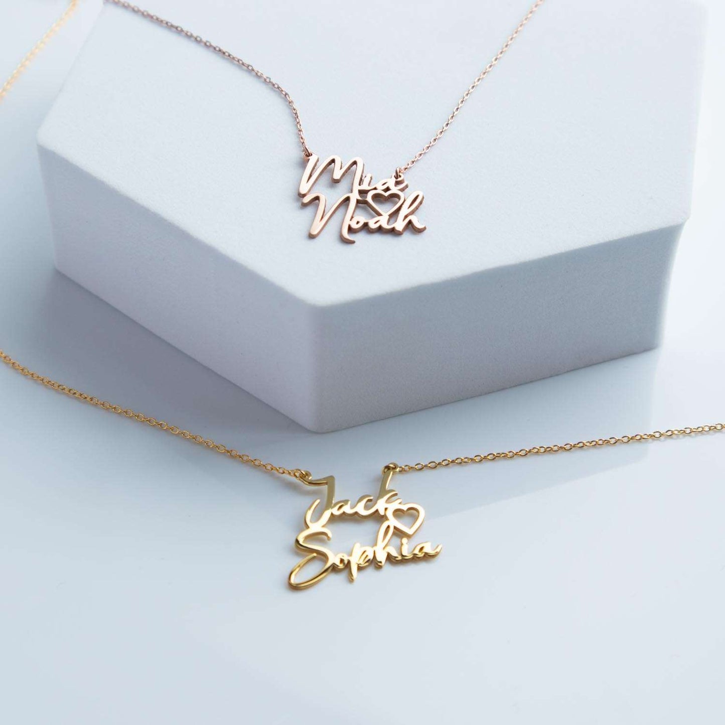 2 Name Necklace with Heart