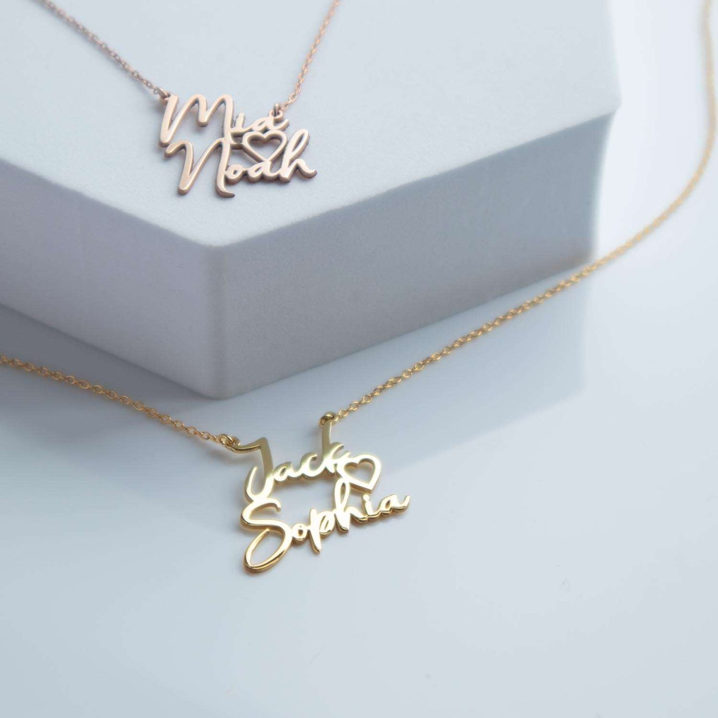 2 Name Necklace with Heart