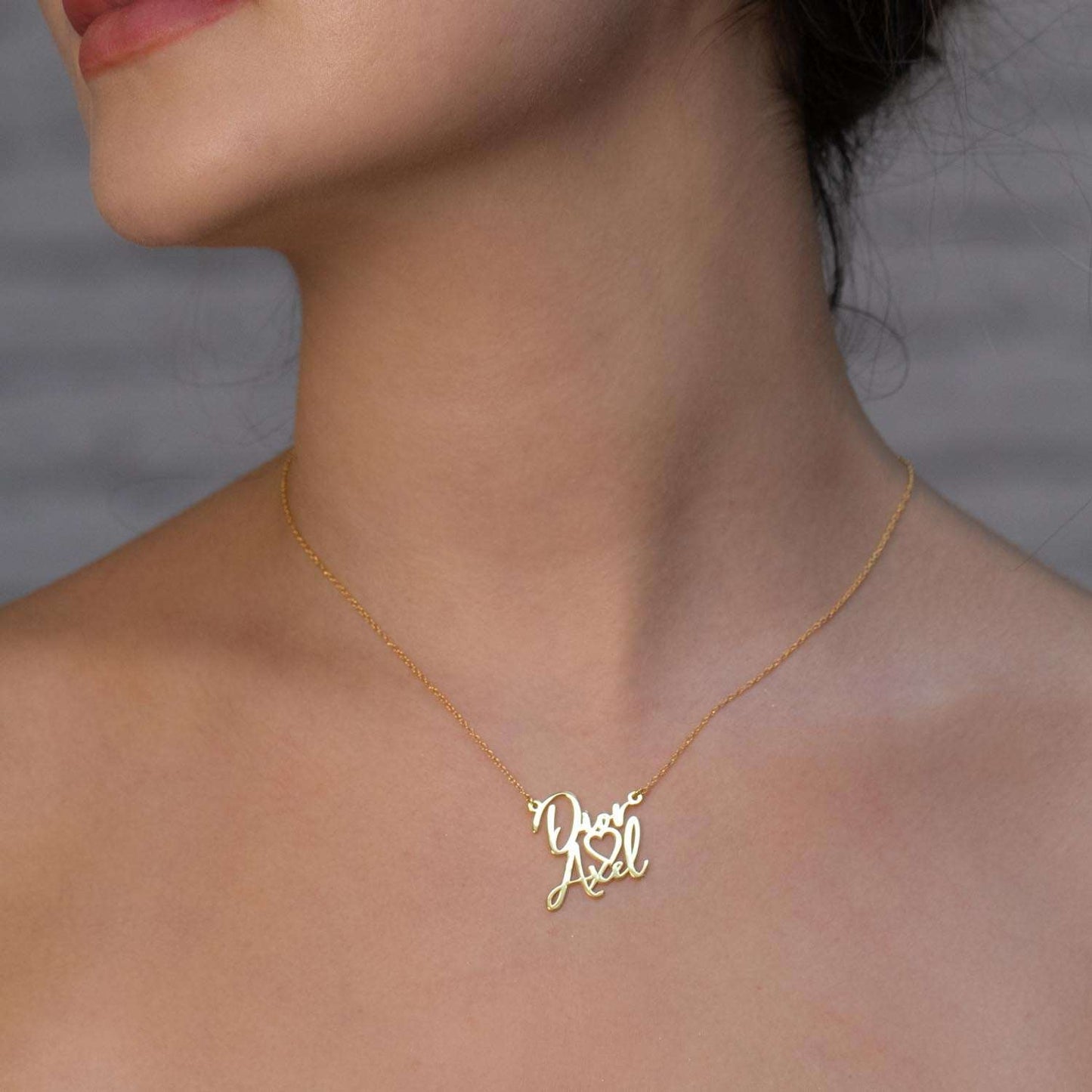 2 Name Necklace with Heart